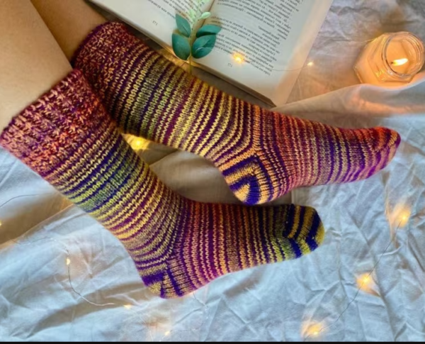 Hand-Knitted Wool Socks - Custom Colorful Leg Warmers, Perfect Christmas Gift